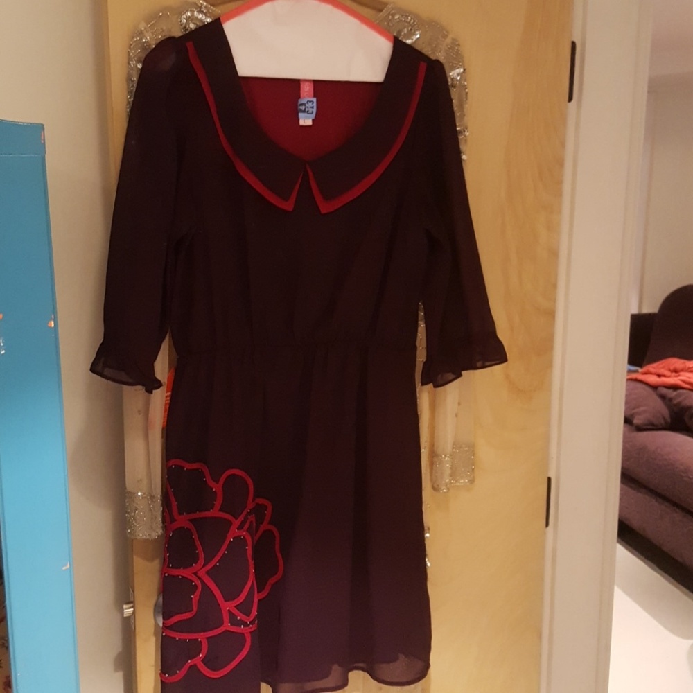 Modcloth dress, deep purple with pink accents